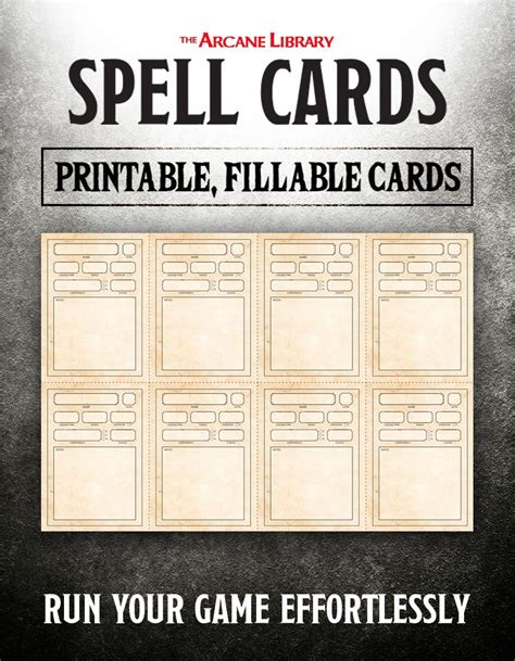 Printable Spell Cards 5e